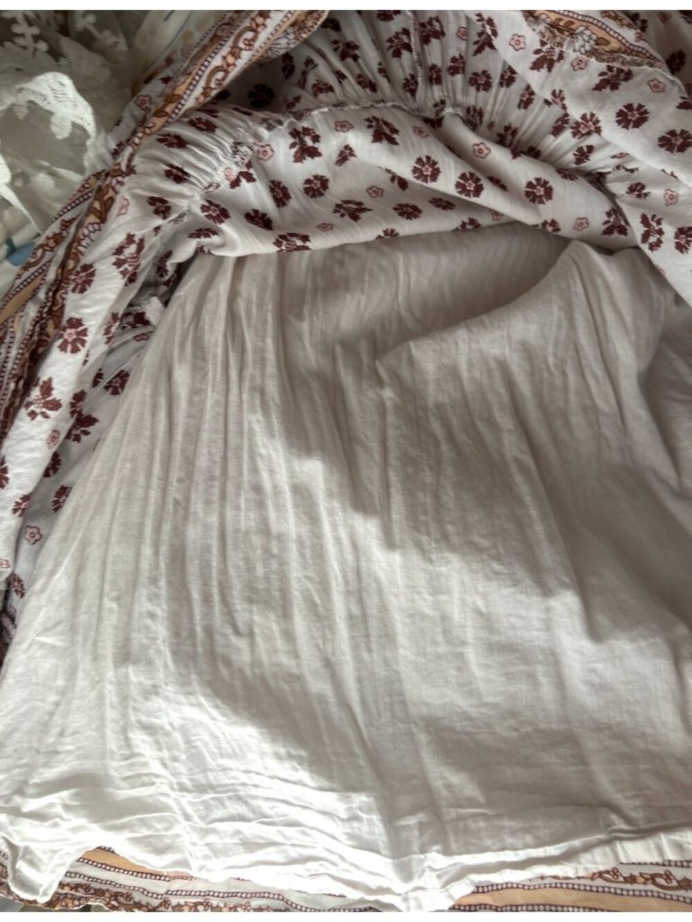 Cleobella Blakey Midi Dress Women's S White Rust Lined Cotton NWT Boho Floral - Picture 10 of 16